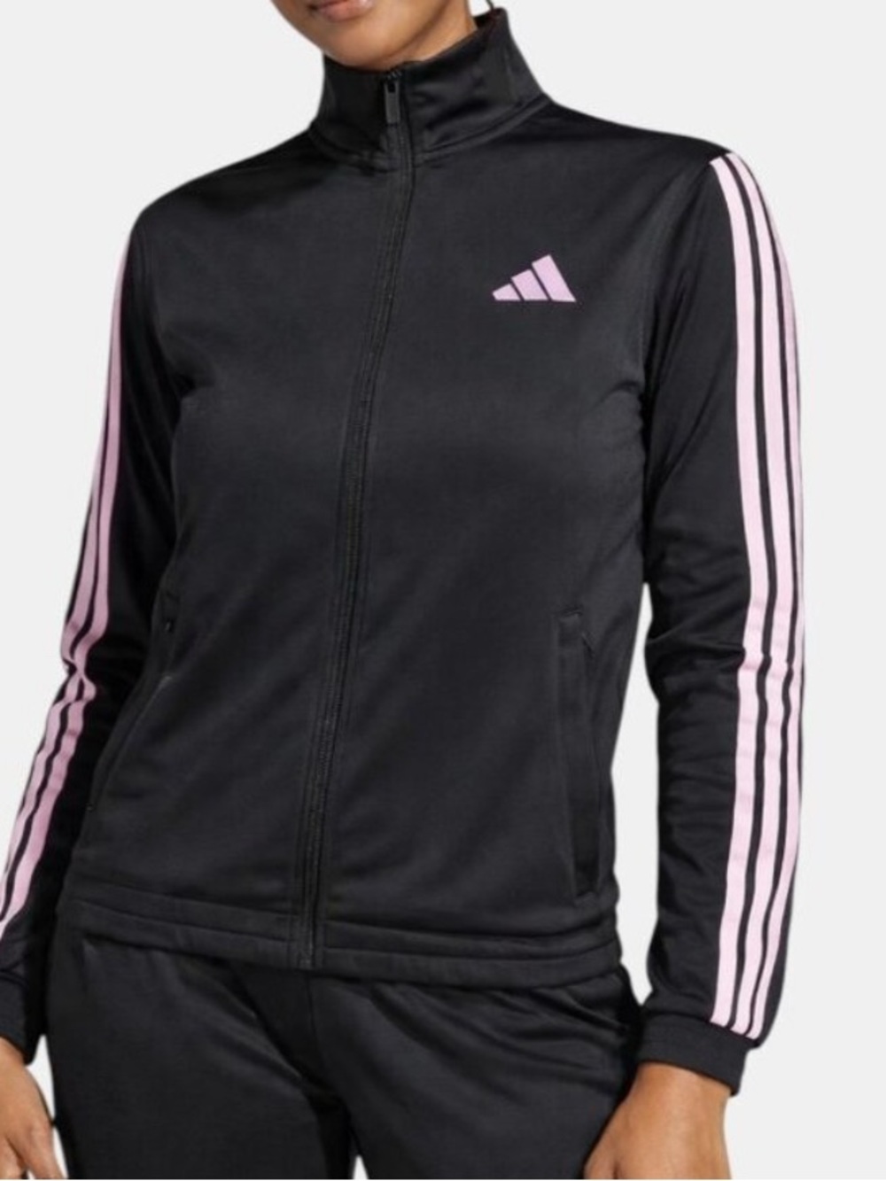 adidas Women's 3-Stripes Tricot Track Jacket size Small light pink stripe